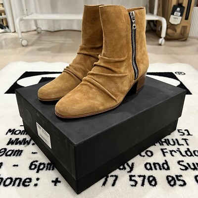 Amiri Suede Leather Stacked Boots - Cognac / Tan / Camel Colorway
