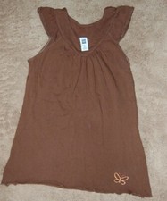 GAP KIDS Size 12 XL Girls Brown Cotton Blend Tank Top Shirt Butterfly