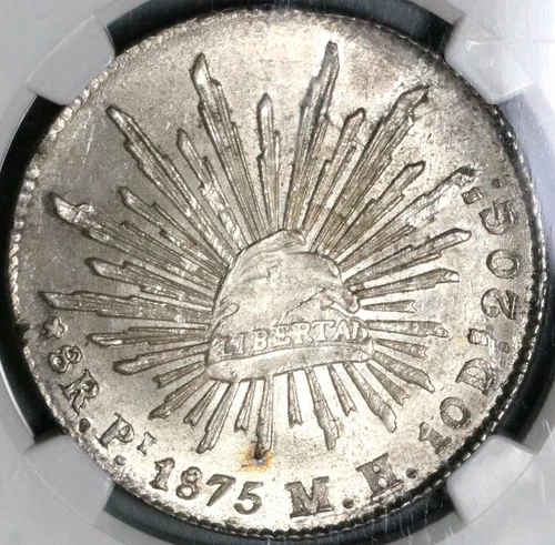 1875-Pi NGC MS 64 Mexico 8 Reales Potosi Mint Rare Grade Coin POP 2/1 (18101804D