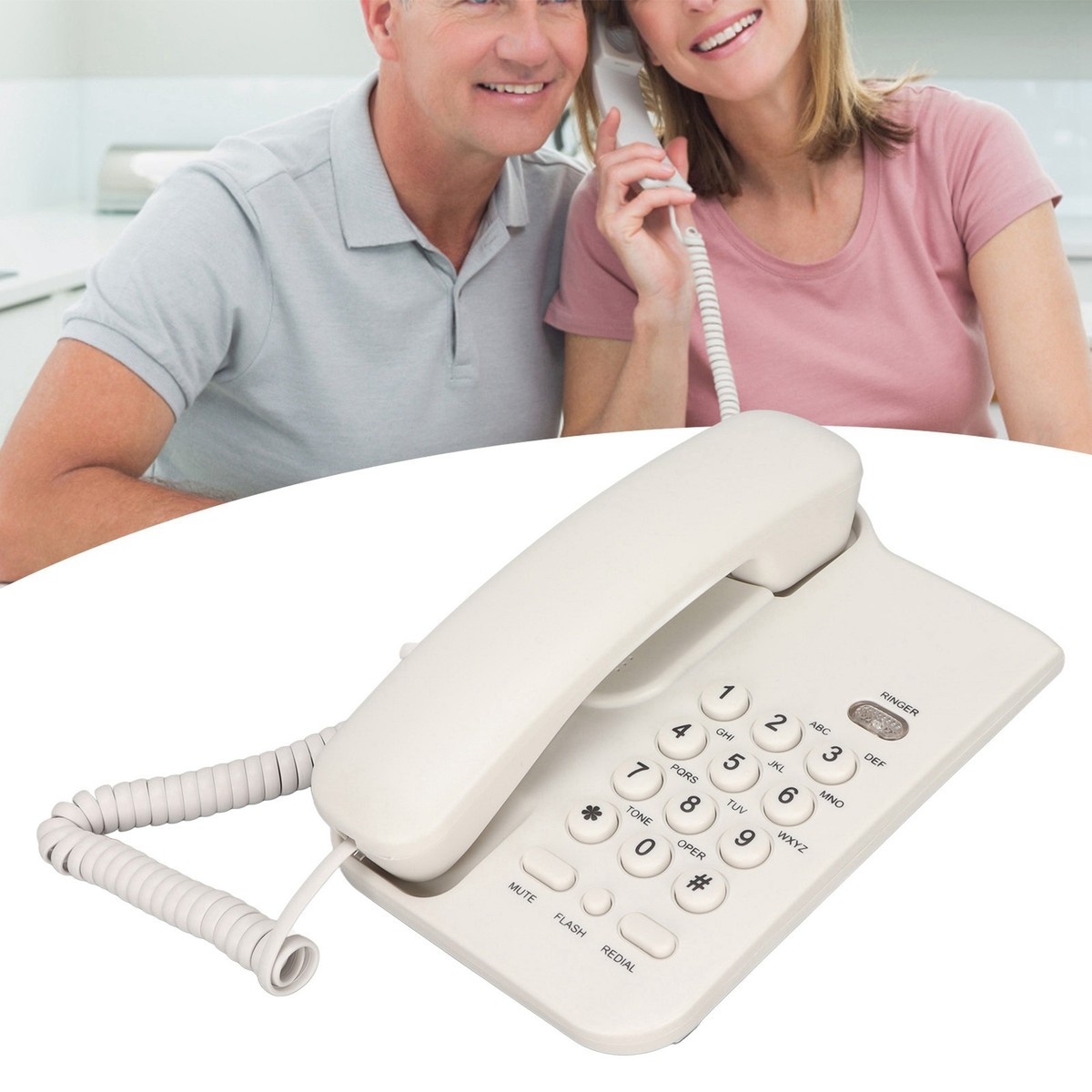 Retro Corded Desktop Phone - LCD Display For Home Or Office