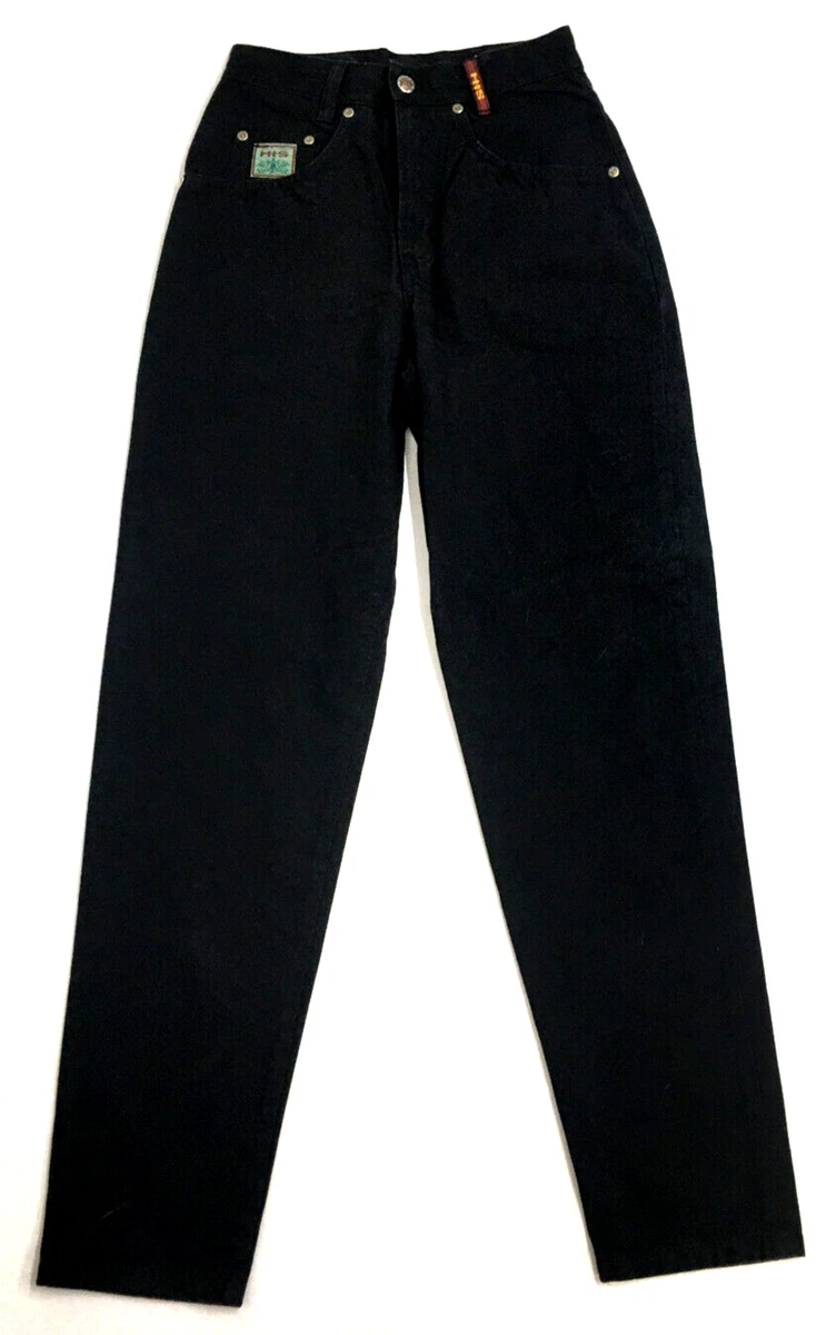 Vintage 80s 90s High Waist Black Denim Retro Mom Jeans Size 6 W 24