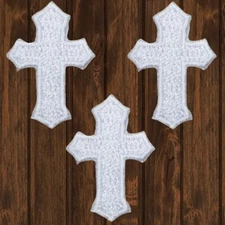 Mini Cross Embroidered Patch — 3-Pack — Iron On