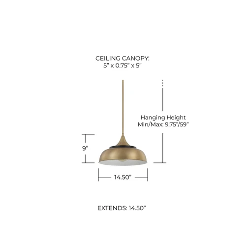 Capital Lighting 325713BX Max Modern Metal Dome Pendant, 1-Light 60 Watts, 9"... - Picture 5 of 5