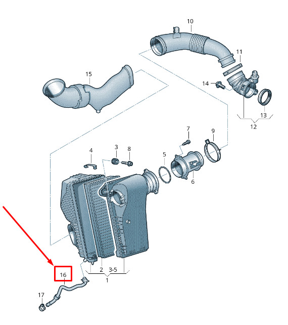 Tuyau de vidange d'eau pour filtre à air VW Touareg 7P 7P0129653