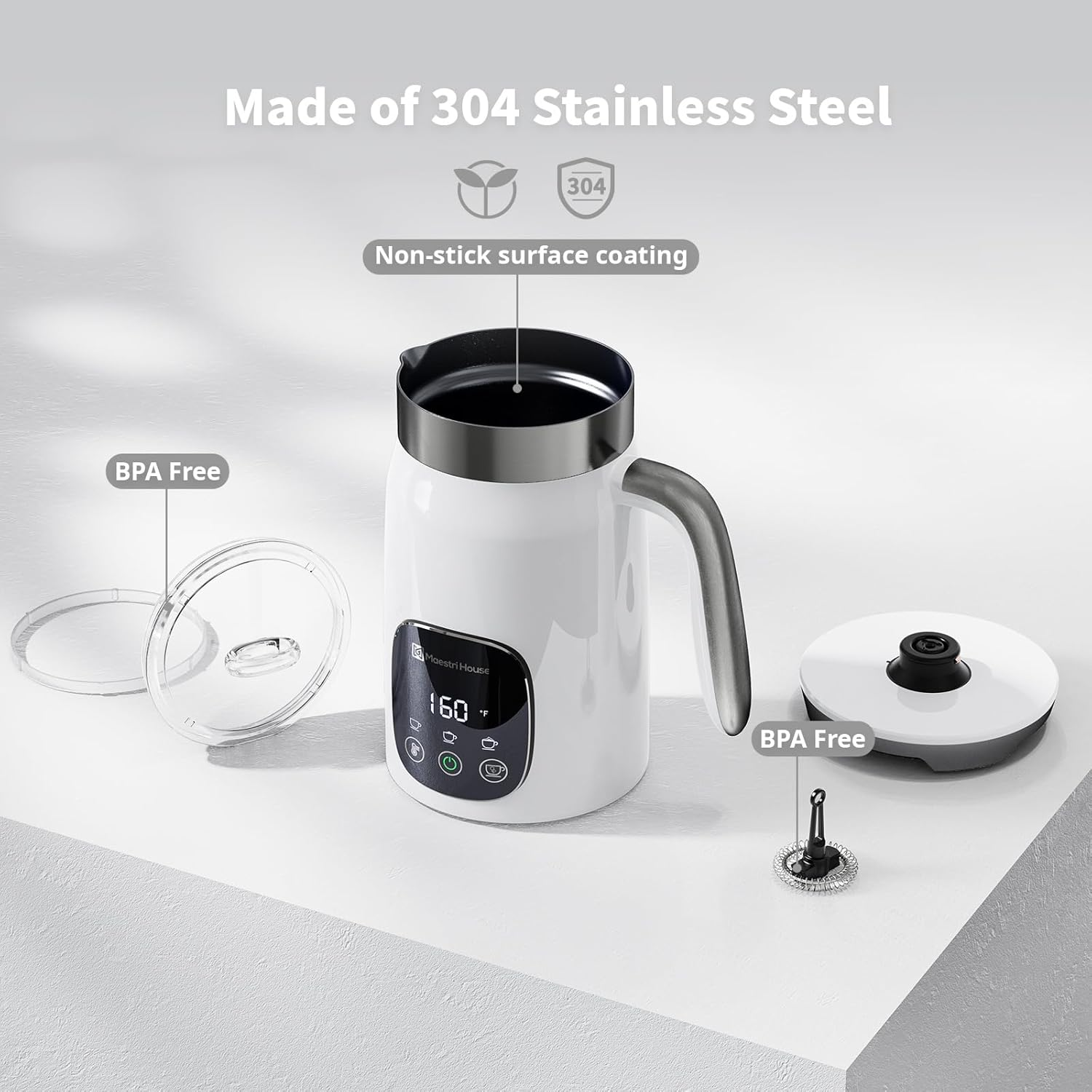 Variable Temp Milk Frother and Steamer with Adjustable Froth Thickness, 14 oz-image