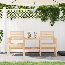  Garden  with Integrated Table - 2-Seater Solid Pinewood, Scandinavian W5N6