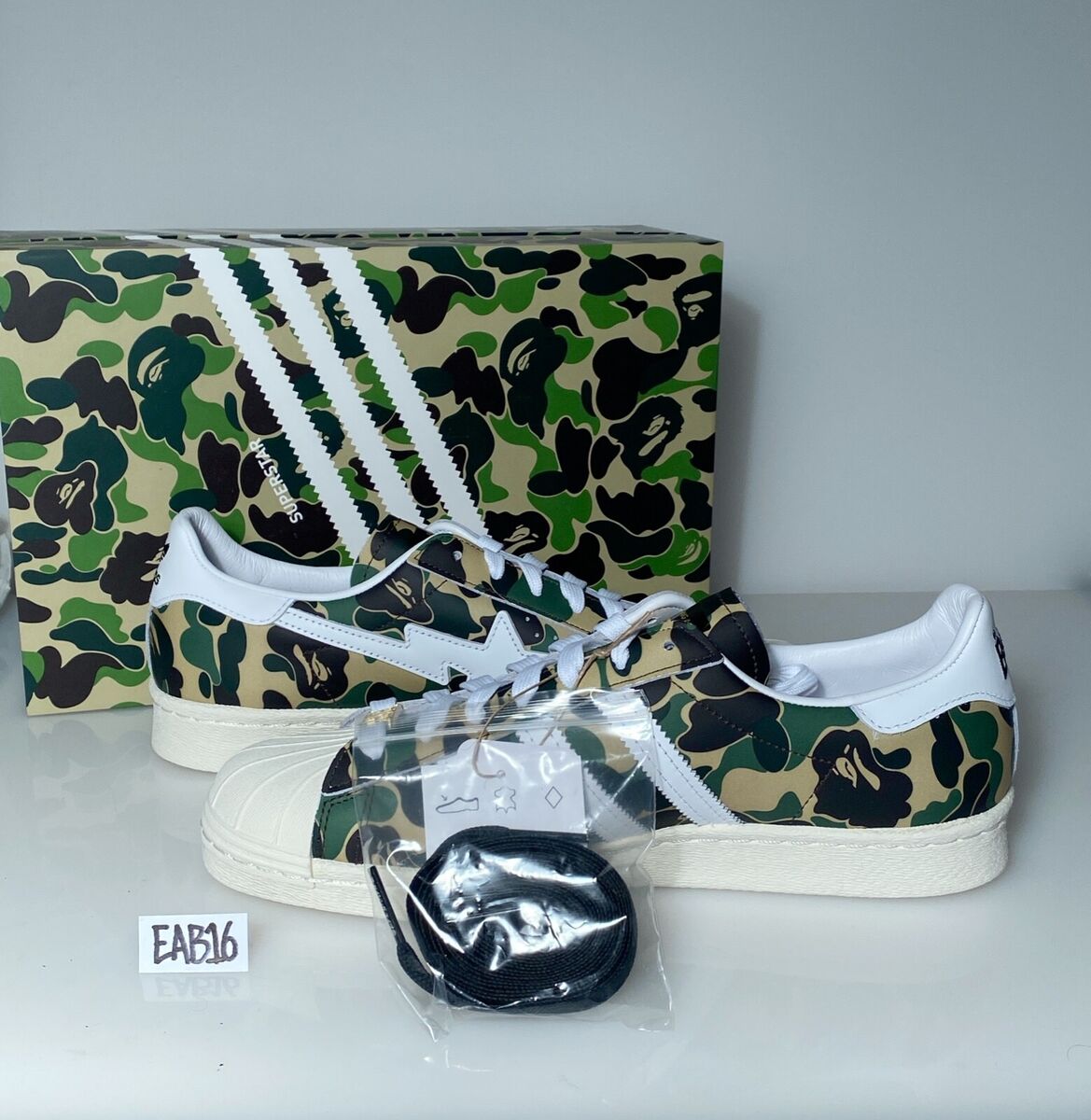 Adidas x Bape Superstar 80s ABC Camo Green White GZ8981 A Bathing Ape Size