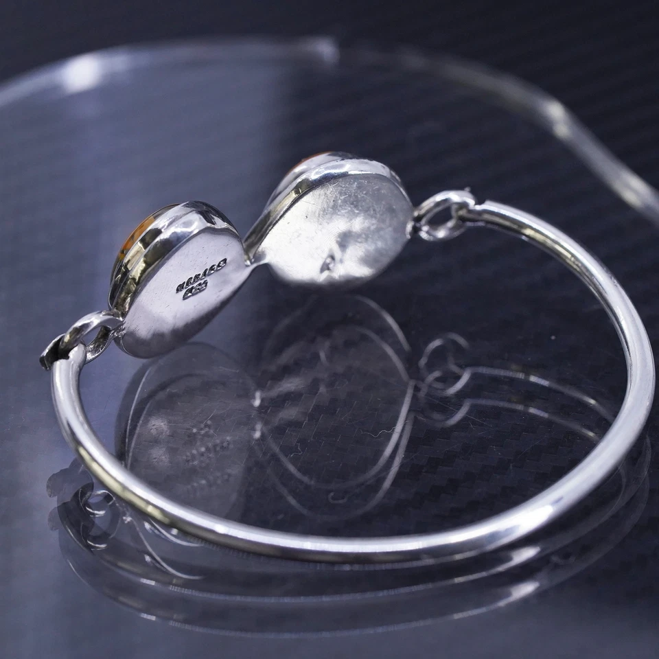 Brazalete con bisagras de plata de ley 925 del suroeste de México de 6,25”, pulsera resina Foto 4 de 4