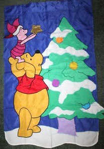 Winnie The Pooh Piglet Christmas Tree Star Flag Outdoor Holiday