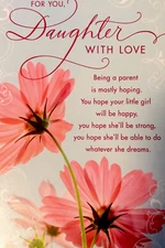 Happy Birthday For You Daughter With Love 5”x7” Pretty Hallmark Greeting Card