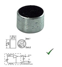 Capsula Microfonica Preamplificata a Condensatore Omnidirezionale 9,7x6,5mm 