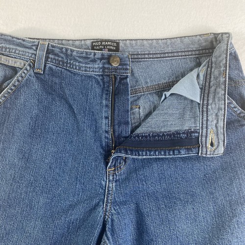 VTG Polo Ralph Lauren Boys 16 (29 x 11) Denim Carpenter Shorts Leather Patch 90s - Picture 5 of 12