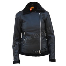 Women Faux Fur Police Style New Brand Army Black Border Fur Shearling Jacket