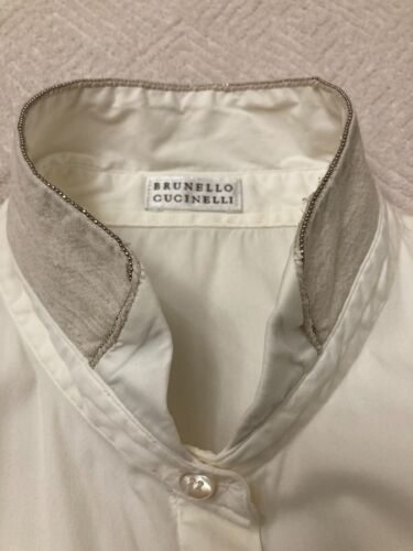 Brunello Cucinelli Shirt White Short Sleeve Made in Italy Size Women's - M - Picture 4 of 13