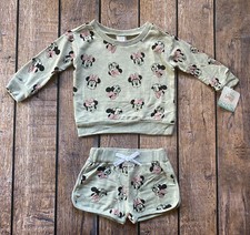 Baby Girl 24 Months Disney Baby Gray Minnie Mouse Print Sweatshirt  Shorts Set