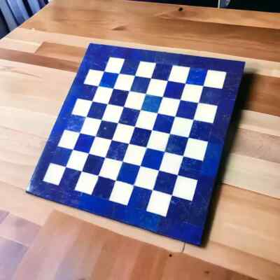 12'' Lapis Lazuli Stone Chess Board With 32 Pieces, Figures Handmade Inlay Chess
