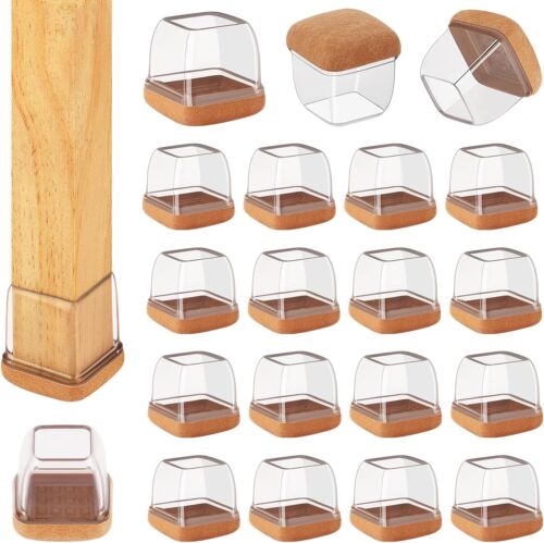 32 Pcs Chair Leg Floor Protectors Square, M - 32 - Clear, Transparent