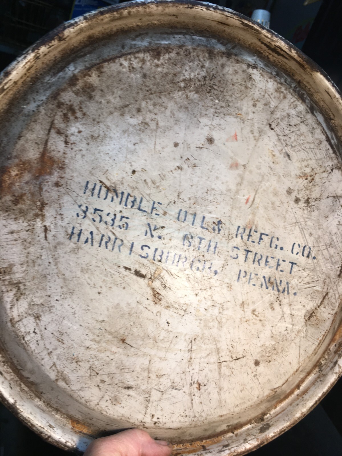 Vintage 60s Texaco Oil 16 Gallon Drum Barrel w/Lid Gas Oil Grease Trash