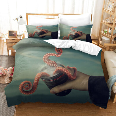 3D Octopus Cup Quilt Cover Set Bedding Sets Pillowcases 18