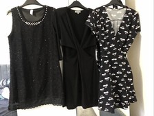 Story & Love Size M 10 Black/White Dresses X3 Sequin/Pearl Cut-Out & Wrap Style