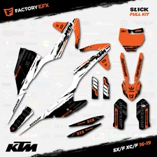 White & Orange Slick Graphics kit fits 16-18 KTM SX SXF XC XCF 125 250 300 450