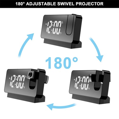 Desk LED Digital Projection Snooze Dual Alarm Clock Mirror Screen Timer USB - 第 10/14 張圖片