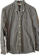 Chef Works Womens Uniform Shirt Top Size Medium Black White Checked L/S Xcellent