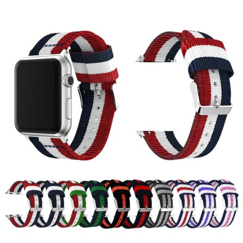 Nylon Sport Band Stripe Strap for Apple Watch Series 7 6 5 4 3 41/45mm iWatch SE - Picture 9 of 36