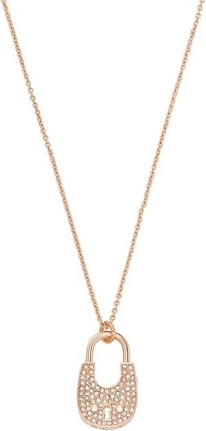 Collana con ciondolo Michael Kors pavè cristallo lucchetto donna oro rosa MKJ8017 791