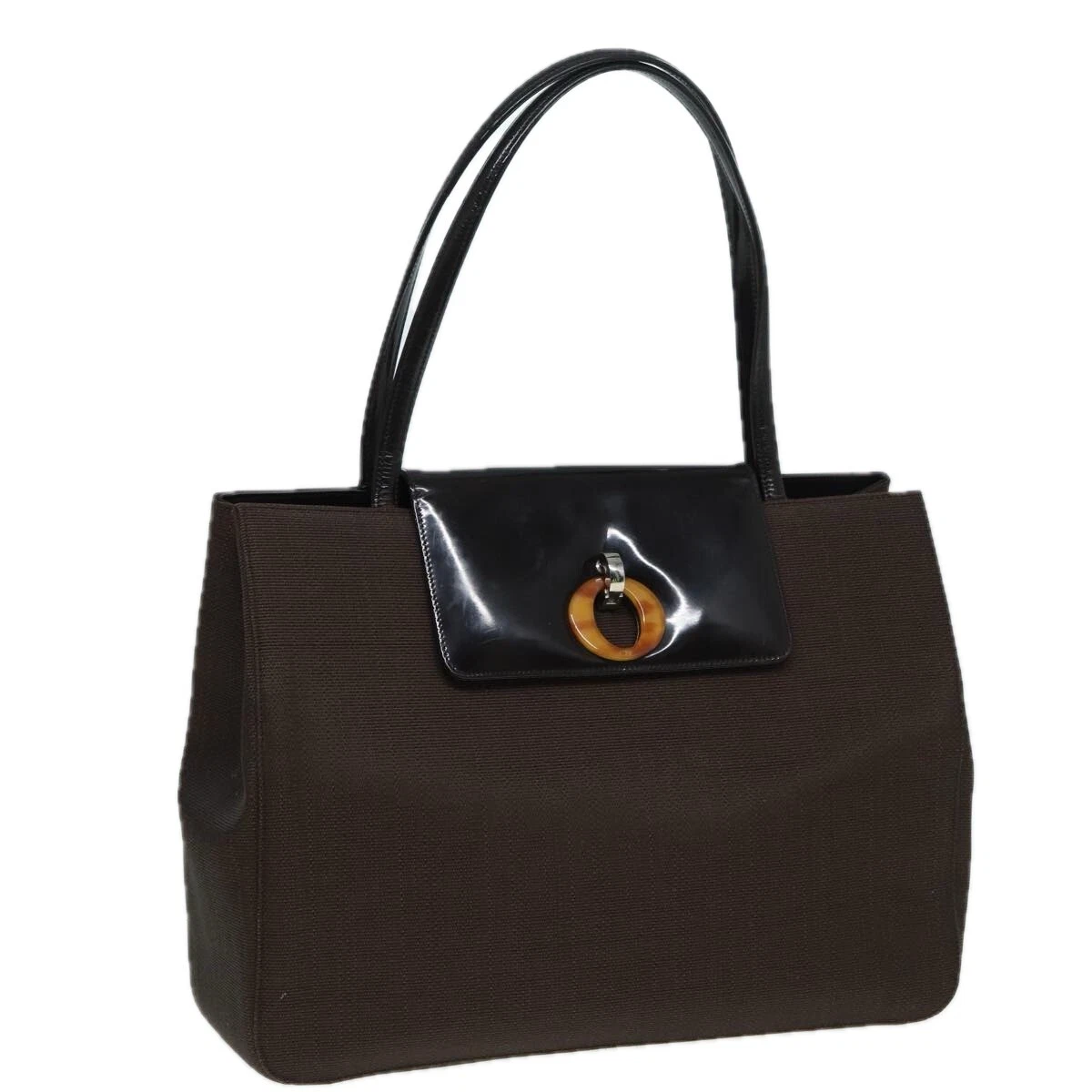 Sac fourre tout Christian Dior PVC cuir marron authentique bs16166