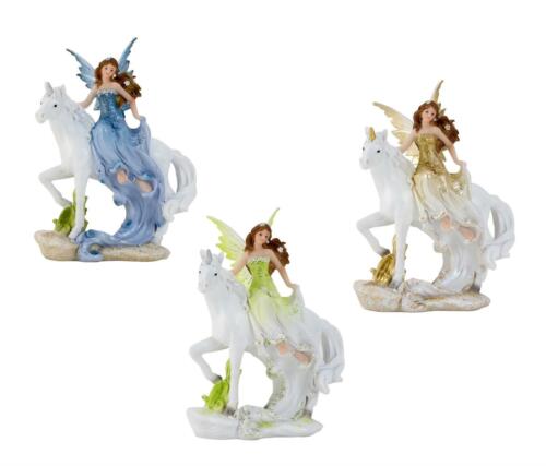 Elf on unicorn decorative figure H 19 cm x W 15 cm fairy with wings glitter - Picture 1 of 4