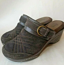 Bass Tebow Style Brown Suede Wedge Mule Slip-On Comfort Clogs Womens Size 8M