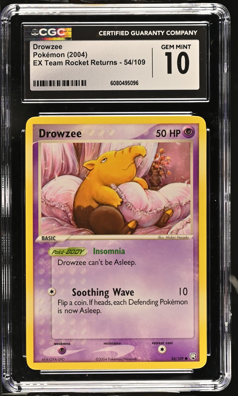 Pokemon Drowzee 54/109 EX Team Rocket Returns 2004 CGC 10 Gem Mint