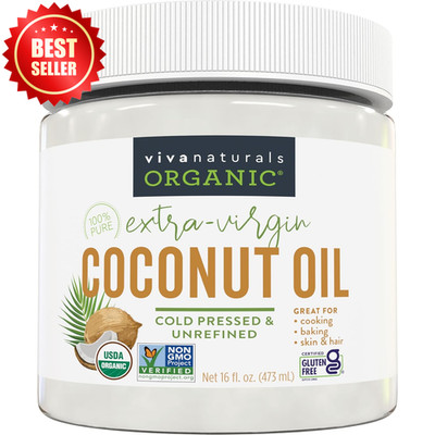 Organic Coconut Oil Unrefined Cold-Pressed Extra Virgin USDA Non-GMO 16oz US