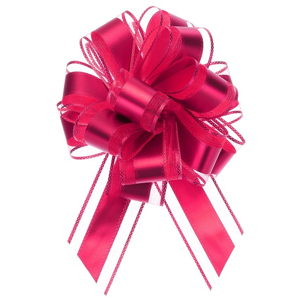 "12X 8 \"GroßE Pull Schleife Geschenk Verpackung Schleifen Band Organza Burgund"-image