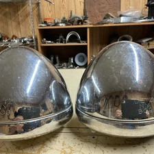 Vintage Chrome Brass Dietz 7" Head Light Buckets w/ Sealed Beams #NY 809