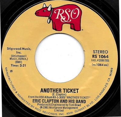 Eric Clapton And His Band Another Ticket / Rita Mae Vinyl Single 7inch RSO