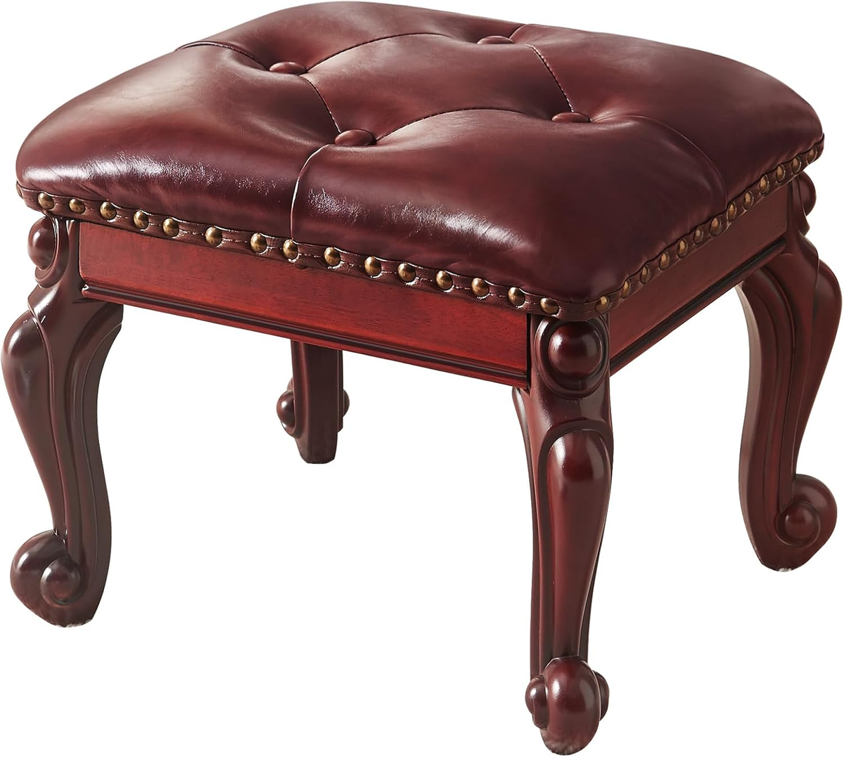 オットマン・スツール ottoman leather footstool Vintage Leather Ottoman Footrest - Dark Brown Wooden Shoe Stool | eBay