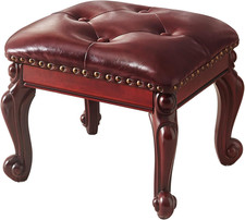 Ottoman Foot Rest, Small Leather Footstool, Vintage Living Room Ottoman, Solid W