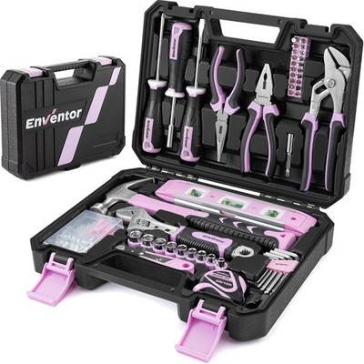 Small Tool Box for Women, Household Tool Set, Pink Tool Box, Universal Comple...