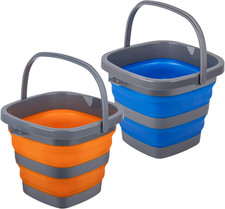 2 Pack Collapsible Plastic Bucket with 1.32 Gallon (5L) Each, Foldable Rectangul