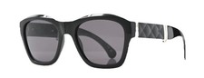 CHANEL 6055-B Black Square Polarized Gray Women's Foldable Sunglasses Crystals