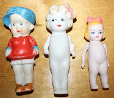 Vintage Lot of 3 Bisque Dolls Frozen & Hinged Japan & Nippon