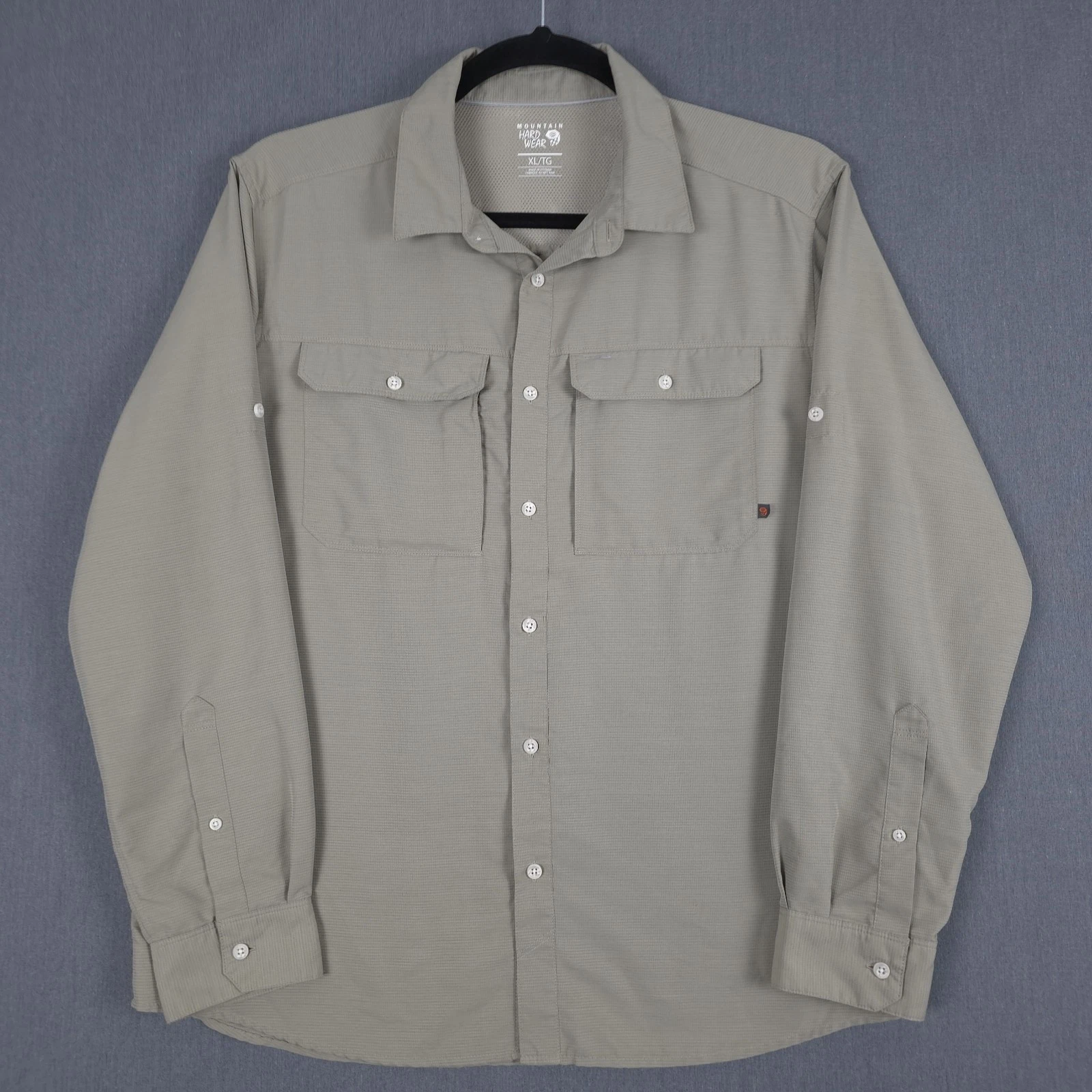 Mountain Hardwear Mens Canyon Shirt Beige Button Up Hiking Outdoor Vented XL