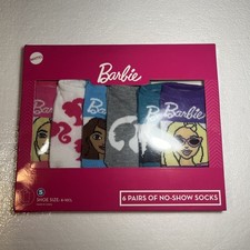 Barbie 6 Pairs Of Large Size Large, 4-10 No-Show Socks New