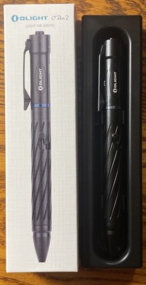 Olight Open 2 Black Rechargeable LED Pen Flashlight 120 Lumens Clip On, New/open