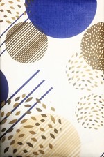 52x70 Inch Oblong PEVA Vinyl Flannel Back Tablecloth Circles Blue Tan