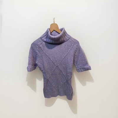 Purple knitted jumper by Escada size XS turtleneck short sleeve very high quality