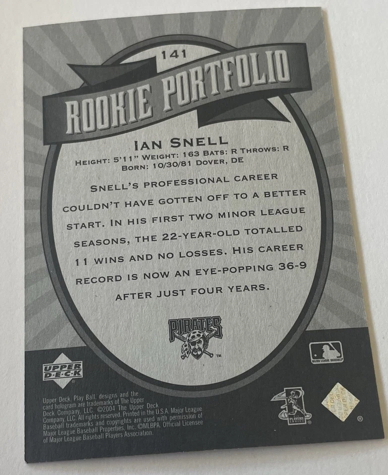2004 Upper Deck Play Ball - Rookie Portfolio Ian Snell /2004 (RC) - Image 2 of 2
