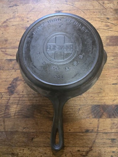 Griswold No 7 Large Block Logo Lbl Cast Iron Skillet Wth Heat Ring